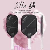 Moderner RPM Ella Oh V2 Pink Carbonfaser Pickleball-Schläger mit 16mm Tri-Density PP-Kern für Vibrationskontrolle auf dem Spielfeld