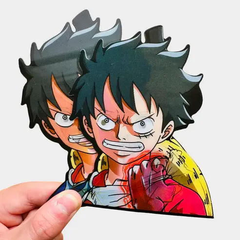 Luffy bánh 3D phim hoạt hình dán phim hoạt hình chuyển động tự adhsive decal xe tủ lạnh hành lý dạng thấu kính Sticker bán buôn