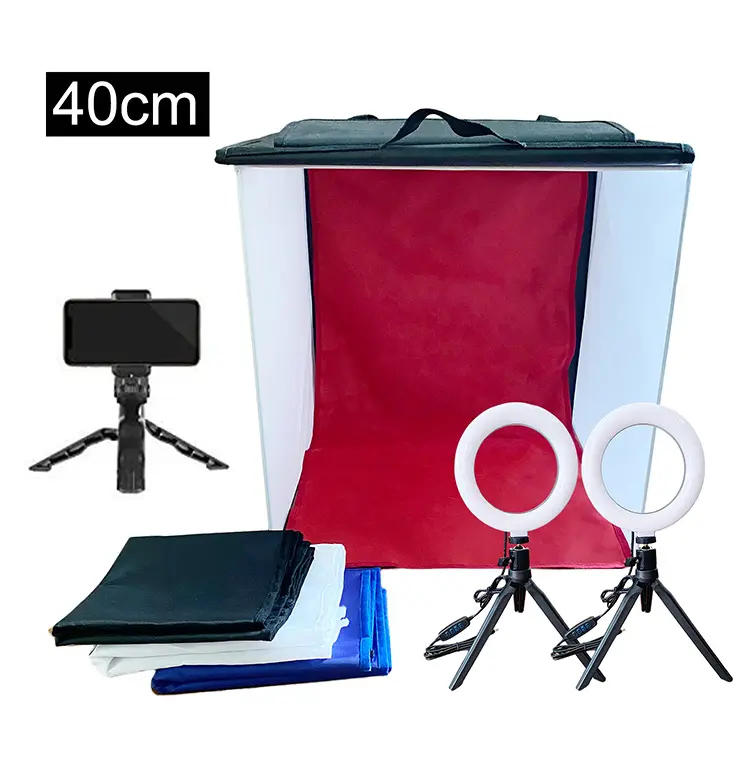 16x16x16 Zoll Würfel Foto Licht box Zelt Kit LED Softbox mit 4 Farben Hintergrund für die Fotografie