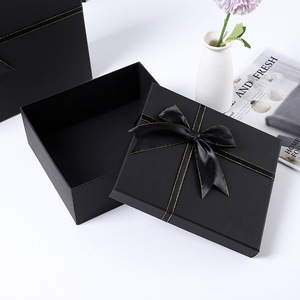 <b>Black</b> Bow <b>Box</b> Gift Paper Packaging Storage <b>Box</b> With Lid for Jewelry Gift Set - Product Image 5