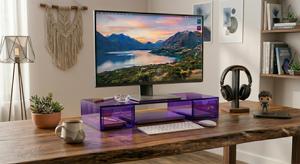 Custom Multi-Color Acrylic Desk Organizer Monitor Stand Drawer Storage <strong>Keyboard</strong> Holder Translucent Clear Computer <strong>Riser</strong> - Product Image 3