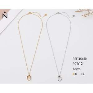 Collana con Pendente a T con Colletto a Z in Acciaio Inossidabile Oro Argento, Gioielli Minimalisti da Donna per Uso Quotidiano 45450 - Product Image 1