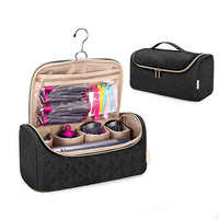Tas kosmetik nyaman, tas kosmetik nyaman kapasitas besar, kantong penyimpanan makeup perjalanan kebutuhan kamar mandi, kait organizer aksesoris kantung