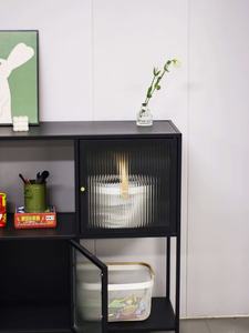 Moderno Mueble de Exhibición para <span class=keywords><strong>Vino</strong></span> y Whisky, Color Negro, con Detalles Metálicos, para Almacenamiento en el Hogar, Cocina, Sala de Estar o Comedor - Product Image 4