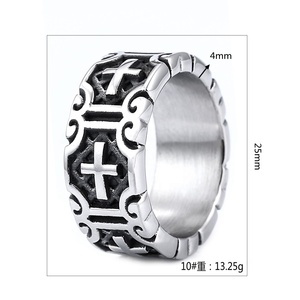Anillos <span class=keywords><strong>de</strong></span> Cruz Latina Retro <span class=keywords><strong>de</strong></span> Acero Inoxidable con Símbolo Cristiano Crux Ordinaria Jesucristo Crucificado Anillos <span class=keywords><strong>de</strong></span> Banda para Hombres y Mujeres - Product Image 6