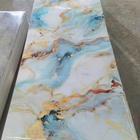 Lámina de PVC con Acabado Brillante UV, Panel de Pared de Imitación Mármol Impermeable para Decoración de Interiores, Materiales de Decoración de Pared de Estilo Simple
