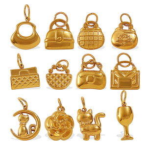 จี้ห้อยกระเป๋าขนาดเล็ก ชุบทอง 18K สแตนเลสสตีล อุปกรณ์ทำเครื่องประดับ DIY จี้แฟชั่นสำหรับทุกเพศ - Product Image 5