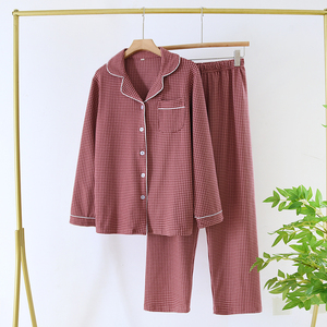 Pigiama per Coppie in Vendita, Completo a Maniche Lunghe, Nuovo Stile Semplice a Quadri, Abbigliamento Casual <span class=keywords><strong>da</strong></span> <span class=keywords><strong>Casa</strong></span> per <span class=keywords><strong>Uomo</strong></span> e Donna, Set di Due Pezzi - Product Image 4