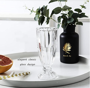 Verre à boire pour milkshake de 13 oz, 6 pièces, avec cuillères en métal, verre à soda à l'ancienne, verre à <span class=keywords><strong>fontaine</strong></span> classique pour crème glacée - Product Image 3