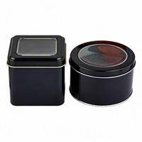 Boîte de présentation ronde en métal noir personnalisée OEM ODM pour montre, avec fenêtre, mousse et matériaux recyclés, finition brillante, Dia90xH60mm