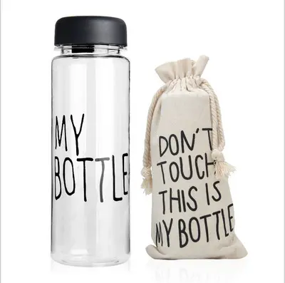 Feiyou 2020 BPA Free MY BOTTLE 500ml Custom logo cheap promotional plastic Glass Water Bottle with gift bags