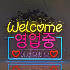Korean-style welcome neon LED hanging USB-powered ambient <b>light</b> shop <b>window</b> entrance decorative <b>light</b> street indicator <b>light</b> - Product Image 5