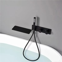 2024 lumière luxe style mural en laiton baignoire douche robinet ensemble mat noir eau chaude et froide mélangeur robinet de douche