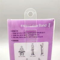 Boîte en plastique transparente violette avec bordure blanche et fenêtre semi-transparente, boîte d'emballage anti-rayures pour accessoires de bandes en latex