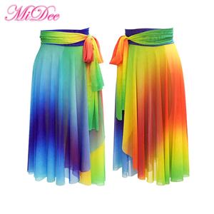 मिडी गीतात्मक नृत्य वेशभूषा रंगीन इंद्रधनुष रंग जाल फीता बैले स्कर्ट - Product Image 1