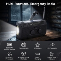 Radio de Emergencia con Linterna y Alarma SOS, Material Plástico ABS, Batería Recargable de 5000 mAh, Directo de Fábrica