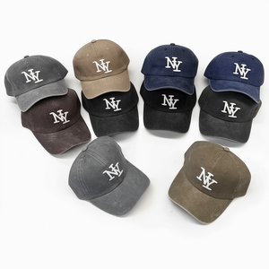 Cappellino da Baseball in Cotone Lavato Ricamato Ny GORROS - Product Image 1