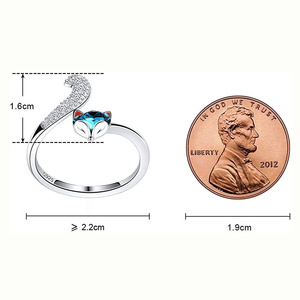 Nuovo Design grazioso grazioso piccolo volpe 925 in <span class=keywords><strong>argento</strong></span> Sterling cristalli di volpe con animali <span class=keywords><strong>anello</strong></span> <span class=keywords><strong>da</strong></span> dito - Product Image 2