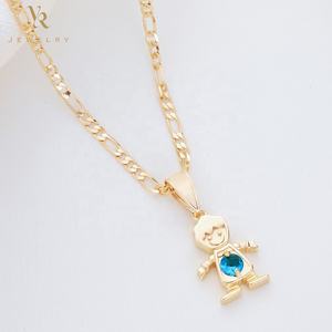 สร้อยคอชุบทอง18K สำหรับเด็กจี้คริสตัลหลากสี12เดือนสร้อยคอหินอัญมณีสำหรับเด็กผู้ชายสำหรับ FP1142แฟชั่นผู้หญิง - Product Image 4