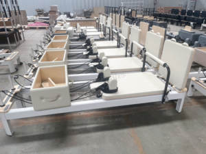 <span class=keywords><strong>Reformer</strong></span> Pilates <span class=keywords><strong>Aluminium</strong></span> Putih Studio dan Pribadi dengan Kotak Duduk Ekstensi dan Tali Pengikat Ganda - Product Image 2