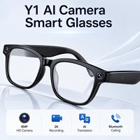 Nouvelles Lunettes Intelligentes Y1 2026 avec Caméra IA, Traduction IA, Reconnaissance d'Objets, Appels Bluetooth, Musique et Logo Personnalisé