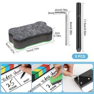 กระดานหลากสีสัน10x12นิ้ว25x30ซม. ลบฟิล์มไดอร์แบบแห้งแผ่นกระดานฉากแอคชั่นตัดหนังแผ่นกระดานพร้อมปากกาและยางลบ - Product Image 2