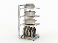 Étagère à casseroles moderne à double niveau en acier inoxydable robuste, anti-rouille, gain de place, réglable, pour évier de cuisine, organisateur d'ustensiles de cuisson