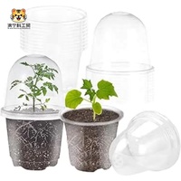 Dôme d'humidification transparent pour pépinière, pot de plante en plastique transparent pour l'intérieur et l'extérieur, pot de semis, pot de fleurs pour semis