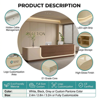 Comptoir d'accueil minimaliste moderne en MDF écologique et durable pour hall d'hôtel et bureau d'entreprise