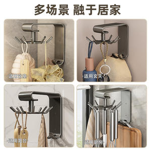 Support mural rotatif pour ustensiles de cuisine avec ventouse, finition polie, organisateur de rangement sans perçage pour cuillères et spatules - Product Image 6