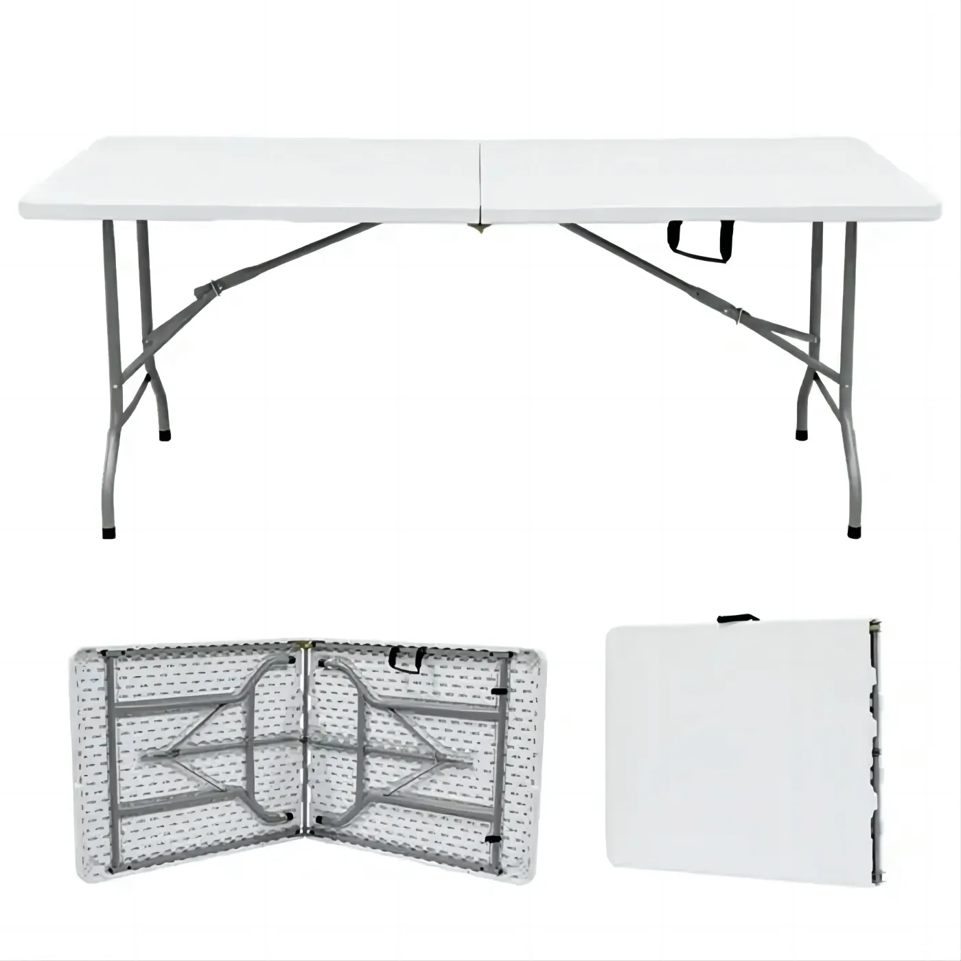 Mesa plegable portátil para exteriores, mesa plegable para jardín, mesas redondas y sillas de plástico blanco de 6 pies para eventos, mesas plegables para fiestas