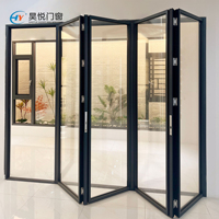 Porte pliante en aluminium haute résistance résistante à la corrosion, double vitrage, pour les entrées de magasins et de centres commerciaux