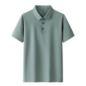 เสื้อโปโลแขนสั้นคอปกผ้าไนลอนสีทึบแห้งเร็ว สีน้ำเงินเข้ม สำหรับใส่ทุกวัน - Product Image 2