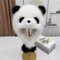 Lindo Gorro de Invierno con Orejeras de Panda, Gorro Ushanka Cálido y Suave de Piel Sintética para Mujeres y Niños, Ideal para Ciclismo al Aire Libre