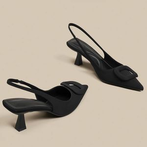 Sandalias de Mujer para Primavera/Verano, Diseño de Punta Puntiaguda, Tacón Bajo, Estilo Stiletto, Deslizables, de PU, Cómodas, Sexys, Elegantes y de Lujo - Product Image 6