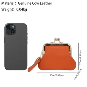 Porte-monnaie AndoBag pour femmes, en cuir de vache véritable, pochette à monnaie, fermeture à pression, petit portefeuille, mini sac de rangement 1475 - Product Image 3
