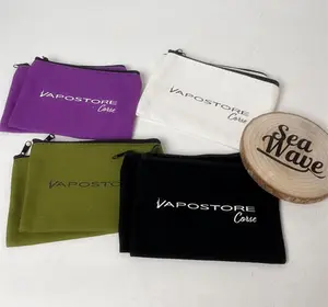 Custom Printed Logo Canvas Pouch Personalised Zipper Top Cotton Fabric Canvas Pouch Bag For Cosmetic Packaging