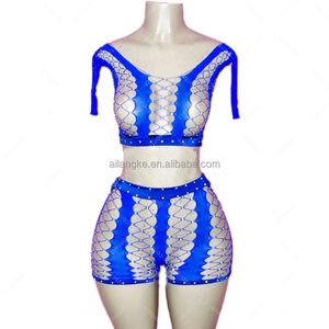 Tarifs inclus Vadulyer Original Factory Wholesale Populaire Diamond Fishnet Stripper Outfits Deux pièces - Product Image 4