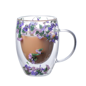 Cuatro flores de Tigre, vidrio resistente al calor, vidrio de doble pared, tazas de café de 10oz con asa, tazas de té, vasos para bebidas, <span class=keywords><strong>taza</strong></span> de té y leche - Product Image 3