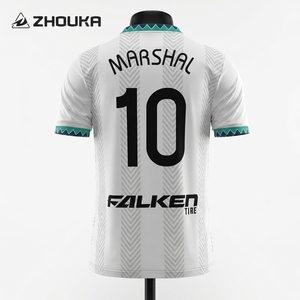 Maglia da Calcio Personalizzata di Alta Qualità, Traspirante, Bianca con Stampa <span class=keywords><strong>in</strong></span> Sublimazione, Manica Corta, Resistente, Collo a V, Uniforme da Calcio per Uomo - Product Image 2