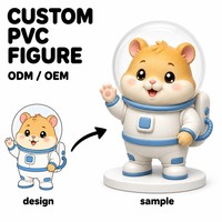 Figurine d'astronaute hamster spatial en vinyle personnalisée, statue chibi de collection, jouet mignon OEM ODM avec casque pour cadeau, vente en gros, boîte mystère