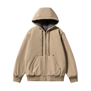 <b>Men's</b> Gray Fleece-Lined Hooded Jacket, Casual Oversized Outerwear for Autumn Winter Daily Commute & Outdoor Activities - Product Image 2