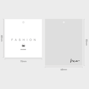 맞춤 인쇄 엠보싱 로고 친환경 600gsm 베이지 반투명 종이 행택 세트 의류 티셔츠 가방용 - Product Image 5