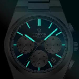 Drioshipping Montre chronographe à quartz élégante en acier inoxydable pour hommes Horloge d'affaires multifonctionnelle lumineuse en verre Nouvelle arrivée - Product Image 3