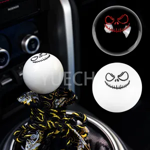 Universal JDM Ghost Smile Face Ball Manuel Stick Pommeau de levier de vitesse Manette de vitesse Tête de levier Noir Blanc Accessoires de voiture