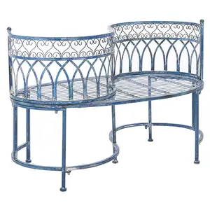 Oniya Mossy Blue Garden Collection Victorian Tete-a-tete Antique Patio Set Kissing Benches Curved For Outdoor
