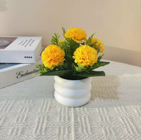 Bonsaï artificiel à 5 têtes de roses en pot, fleurs en soie faites à la main pour la décoration de la maison et du bureau, et cadeau pour la Saint-Valentin