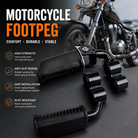 Repose-pieds arrière pour passager, pour moto GN125, en caoutchouc noir avec noyau en acier inoxydable