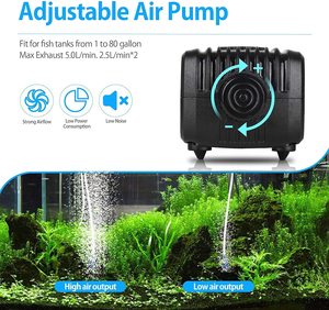 水槽用 エアーポンプ 流量調節可能 静音設計 酸素ポンプ アクアリウム用品 - Product Image 5