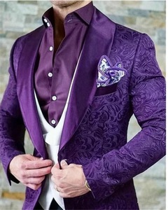 Costume de smoking 3 pièces de luxe bleu marine en satin jacquard avec revers châle pour <span class=keywords><strong>homme</strong></span>, idéal pour marié, mariage, soirée formelle, bal de promo et fête - Product Image 4